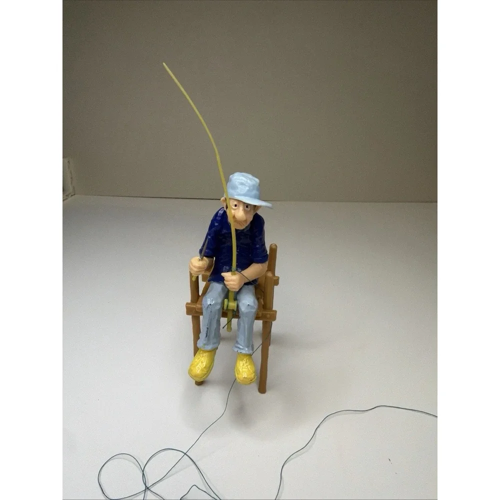 Fisherman Cake Topper Old Man Sitting On Dock-- 5 1/4